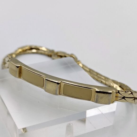 Vintage Christian Dior Gold Tone Cream Enameling Bracelet 7.75" AS IS - Picture 10 of 16